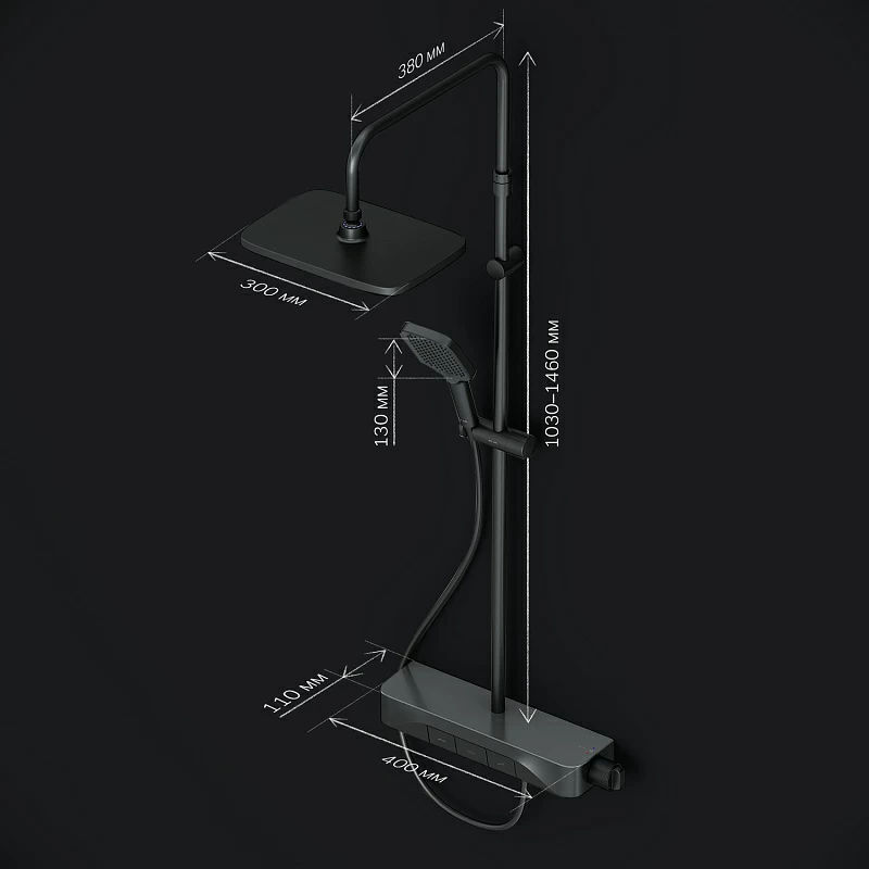 Душевая система AM.PM Func F078F222 черный матовый с термостатом
