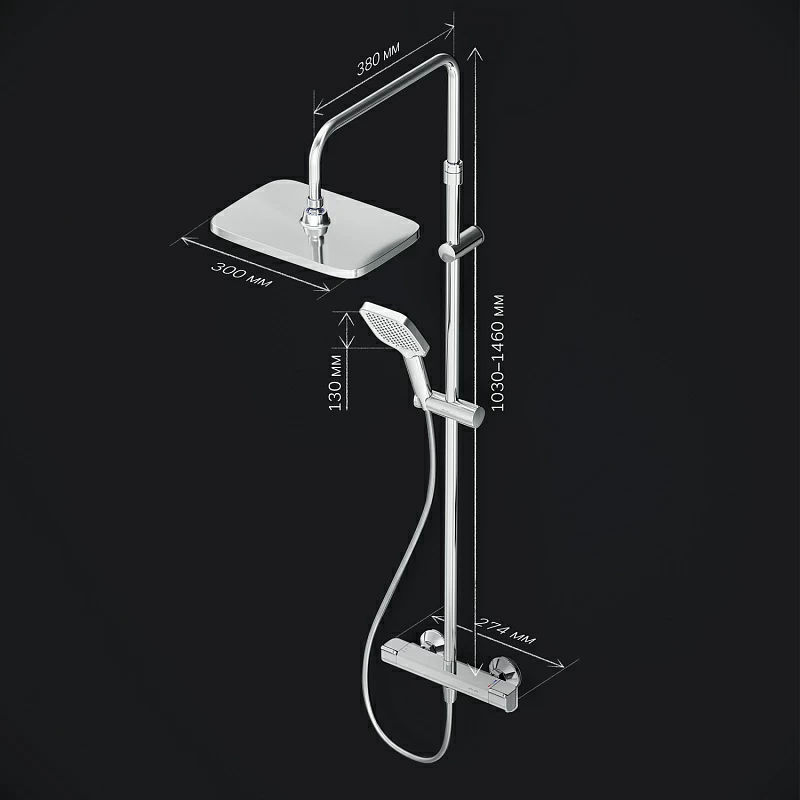 Душевая система AM.PM Func F078F400 хром с термостатом