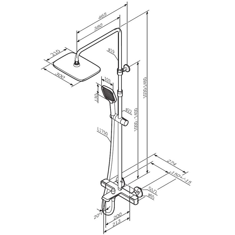 Душевая система AM.PM Func F078F500 хром с термостатом