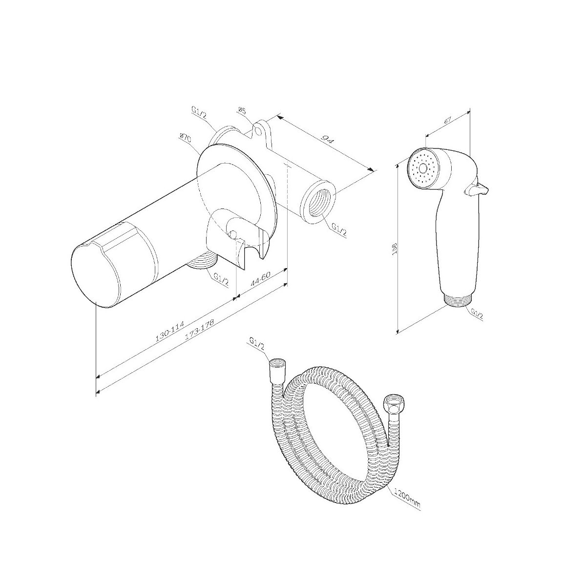 Смеситель для биде скрытого монтажа AM.PM X-Joy TouchReel F0H85A522 черный мат.