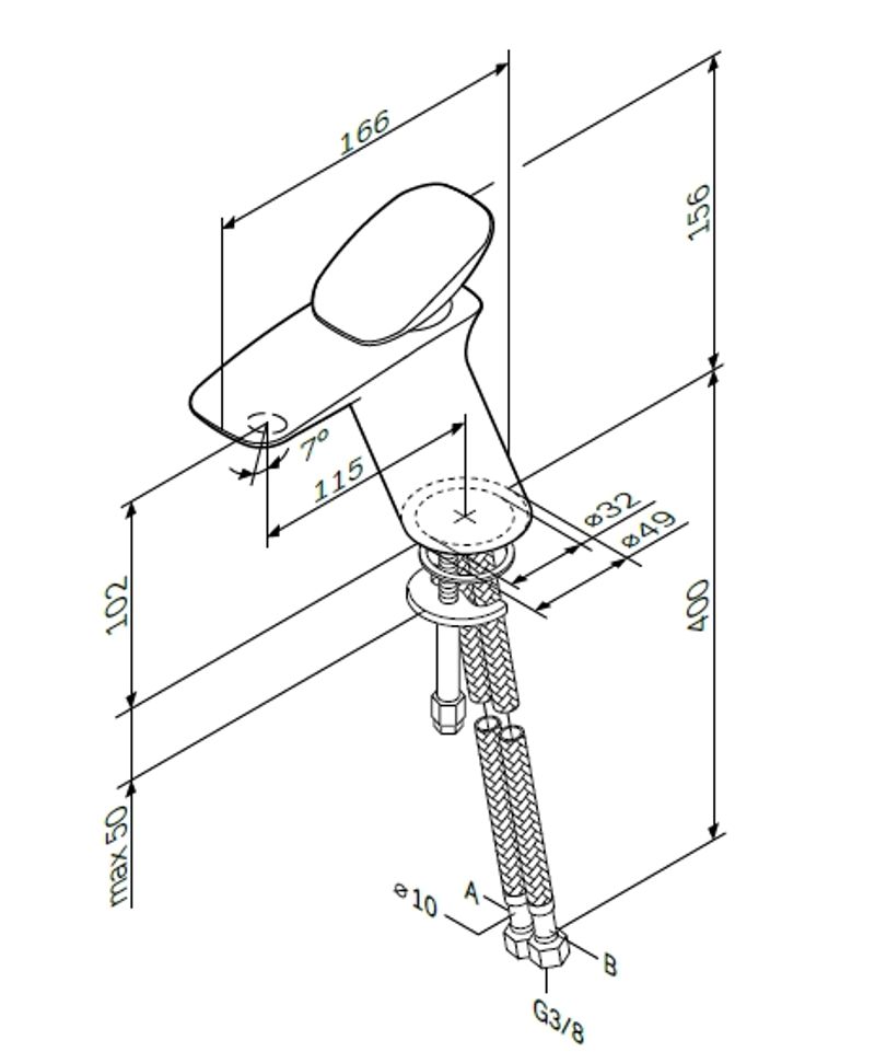 F70A02100 Spirit V2.0 смеситель д/умывальника, хром, шт