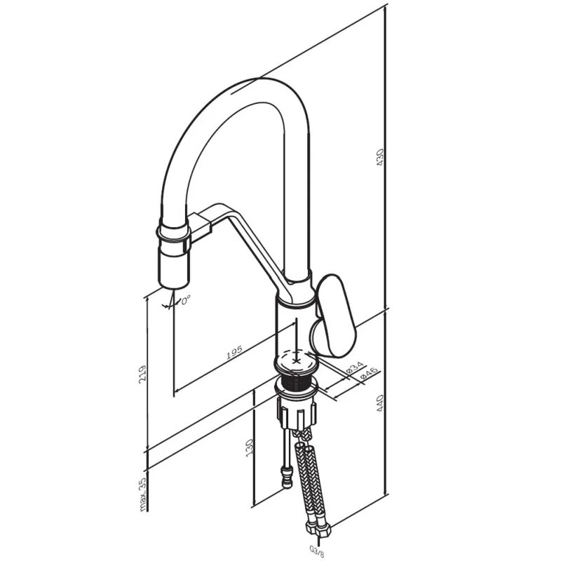 Смеситель для кухонной мойки AM.PM Like F8007822 для питьевой воды и гибким изливом, черный мат.