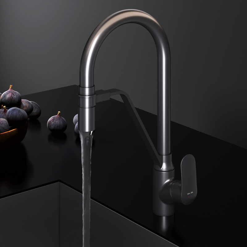 Смеситель для кухонной мойки AM.PM Like F8007822 для питьевой воды и гибким изливом, черный мат.