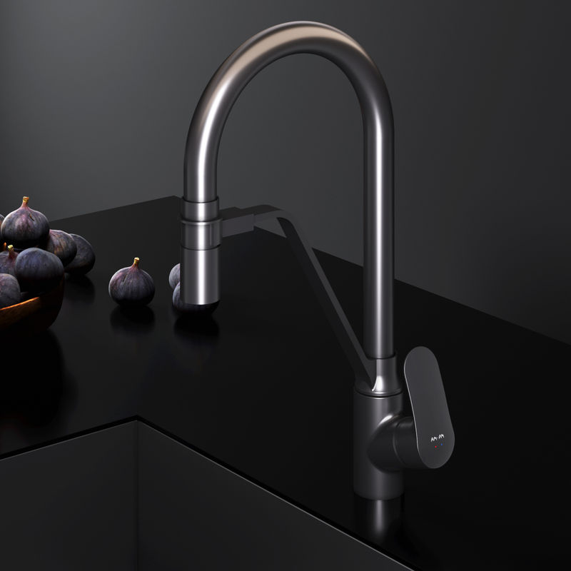 Смеситель для кухонной мойки AM.PM Like F8007822 для питьевой воды и гибким изливом, черный мат.