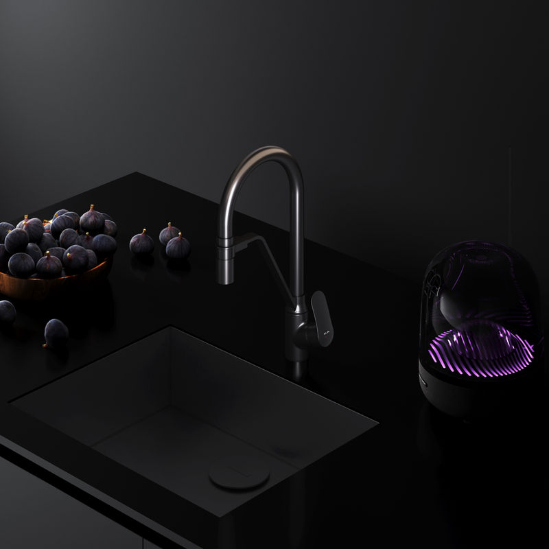 Смеситель для кухонной мойки AM.PM Like F8007822 для питьевой воды и гибким изливом, черный мат.