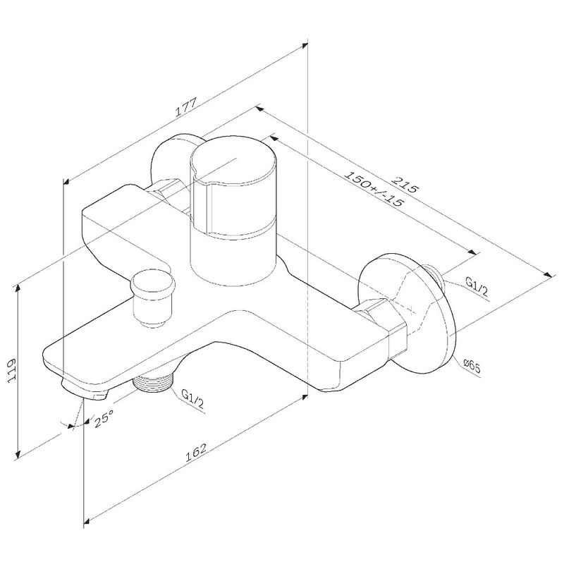 Смеситель для ванны AM.PM X-Joy TouchReel F85A10522 черный матовый