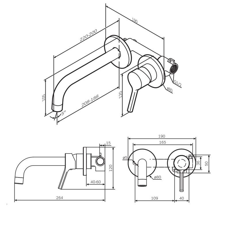 Смеситель для умывальника скрытого монтажа AM.PM X-Joy S F85B72600 хром