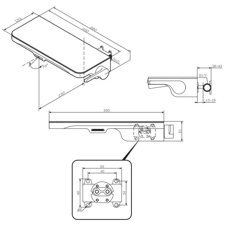 Смеситель скрытого монтажа для раковины AM.PM Func F8F72700 хром