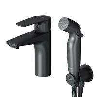 Смеситель для раковины AM.PM Gem F90A03022 с гигиеническим душем, черный матовый — 1