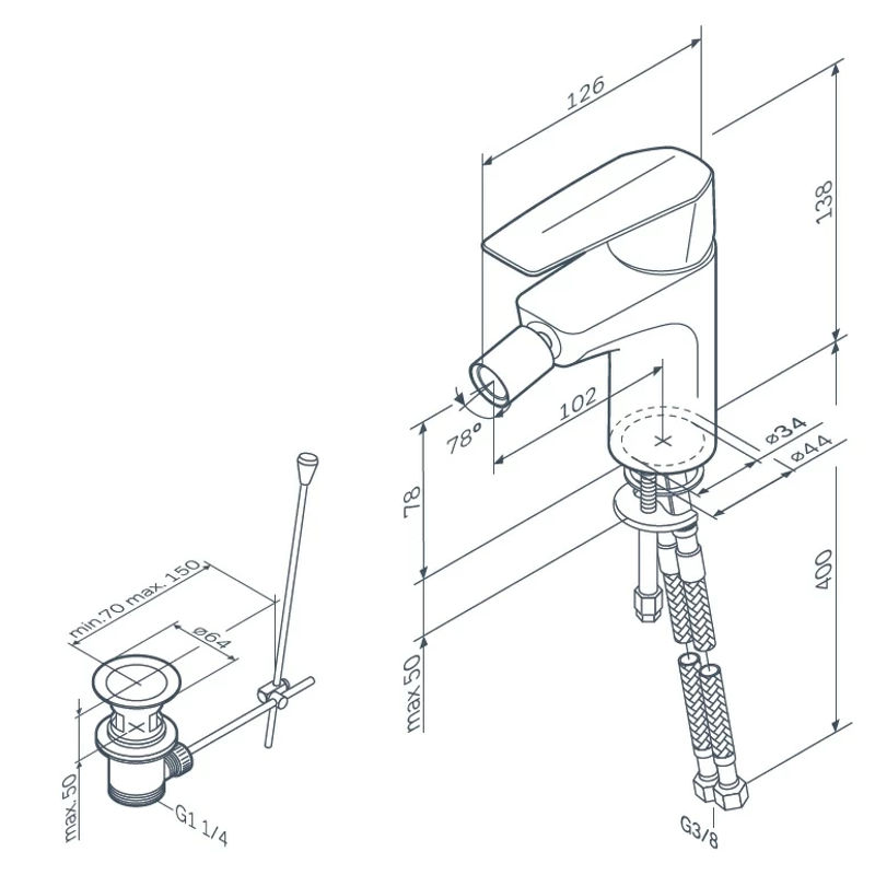 Смеситель для биде AM.PM Gem F90A83100 хром
