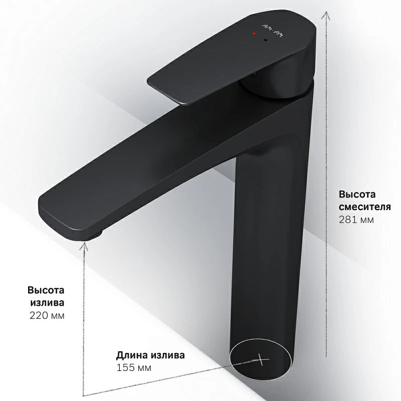Смеситель для раковины AM.PM Gem F90A92022 черный мат.