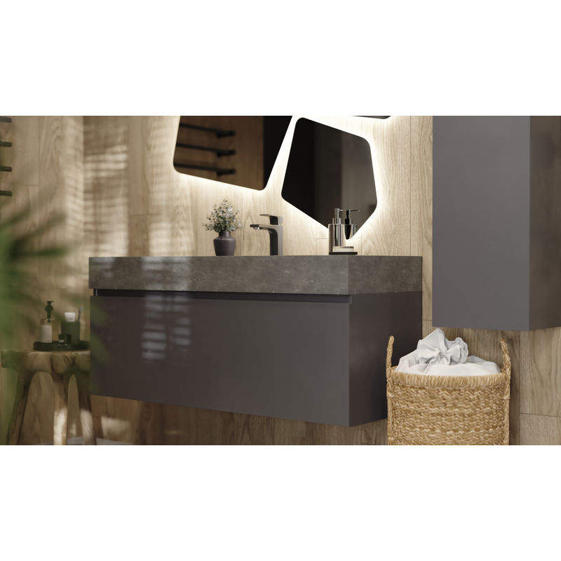 Тумба под раковину Raval Facet 120 подвесная Fac.01.120/P/A/RL антрацит