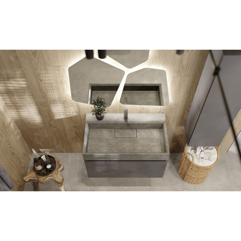 Тумба под раковину Raval Facet 80 подвесная Fac.01.80/P/A/RL антрацит