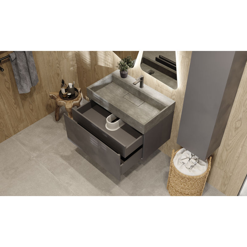 Тумба под раковину Raval Facet 80 подвесная Fac.01.80/P/A/RL антрацит