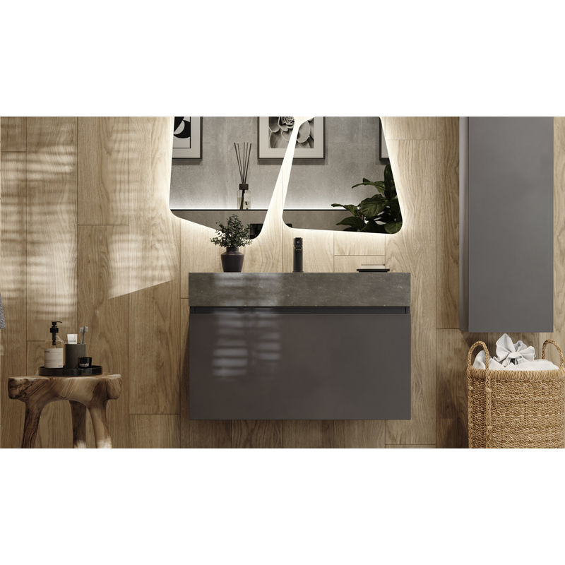 Тумба под раковину Raval Facet 80 подвесная Fac.01.80/P/A/RL антрацит