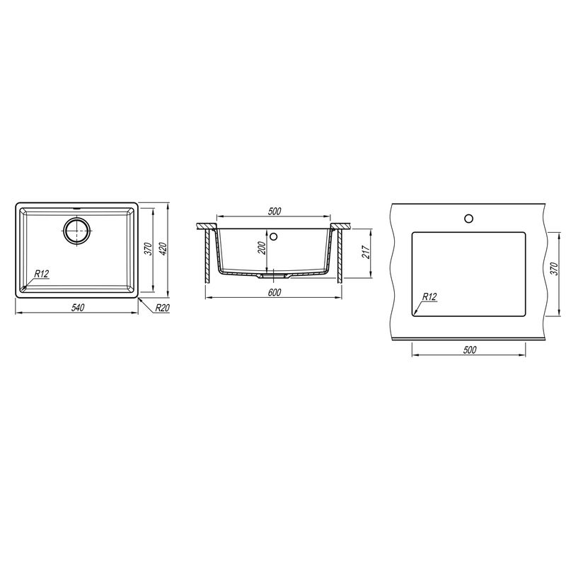 Кухонная мойка из искусственного камня ZorG Fast 54 PREMIUM alba с сифоном