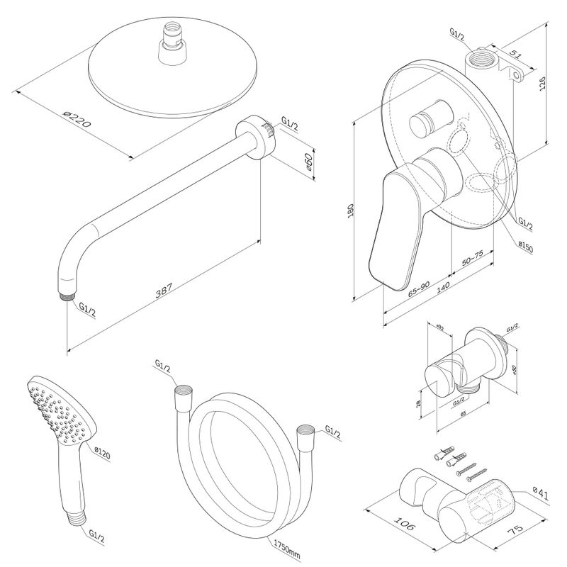 Душевая система скрытого монтажа AM.PM X-Joy FB85A1RH02 черный мат.