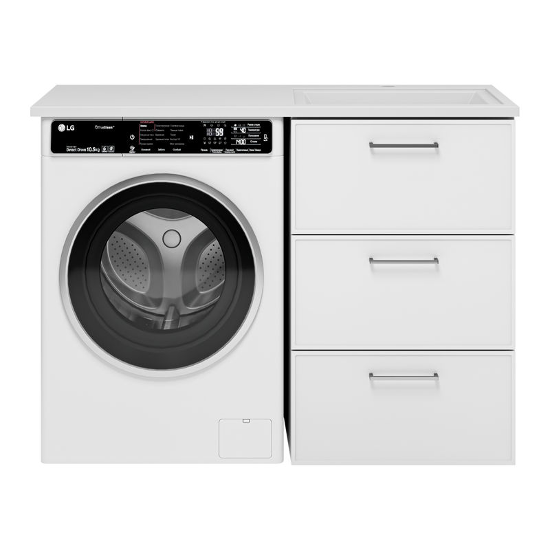 Тумба под раковину Brevita Frame 55 напольная 3 ящ. под стиральную машину / Fra-070155-013Я белая матовая эмаль