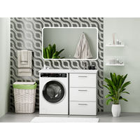 Тумба под раковину Brevita Frame 55 напольная 3 ящ. под стиральную машину / Fra-070155-013Я белая матовая эмаль — 11