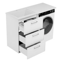Тумба под раковину Brevita Frame 55 напольная 3 ящ. под стиральную машину / Fra-070155-013Я белая матовая эмаль — 4