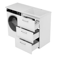 Тумба под раковину Brevita Frame 55 напольная 3 ящ. под стиральную машину / Fra-070155-013Я белая матовая эмаль — 8