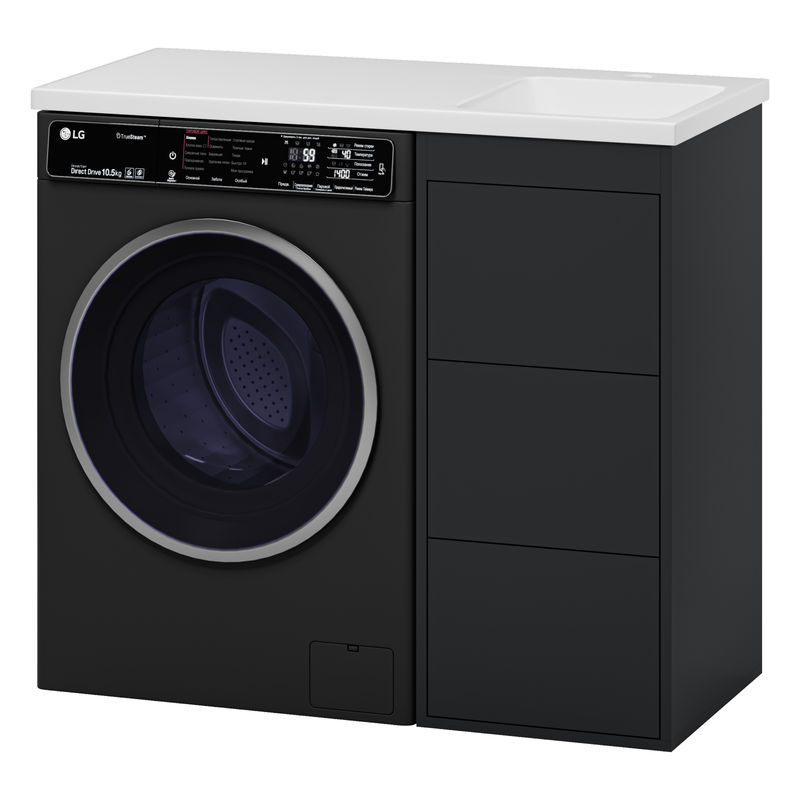 Тумба под раковину Brevita Grafit 40 напольная 3 ящ. под стиральную машину / GRA-01040-013Я графит