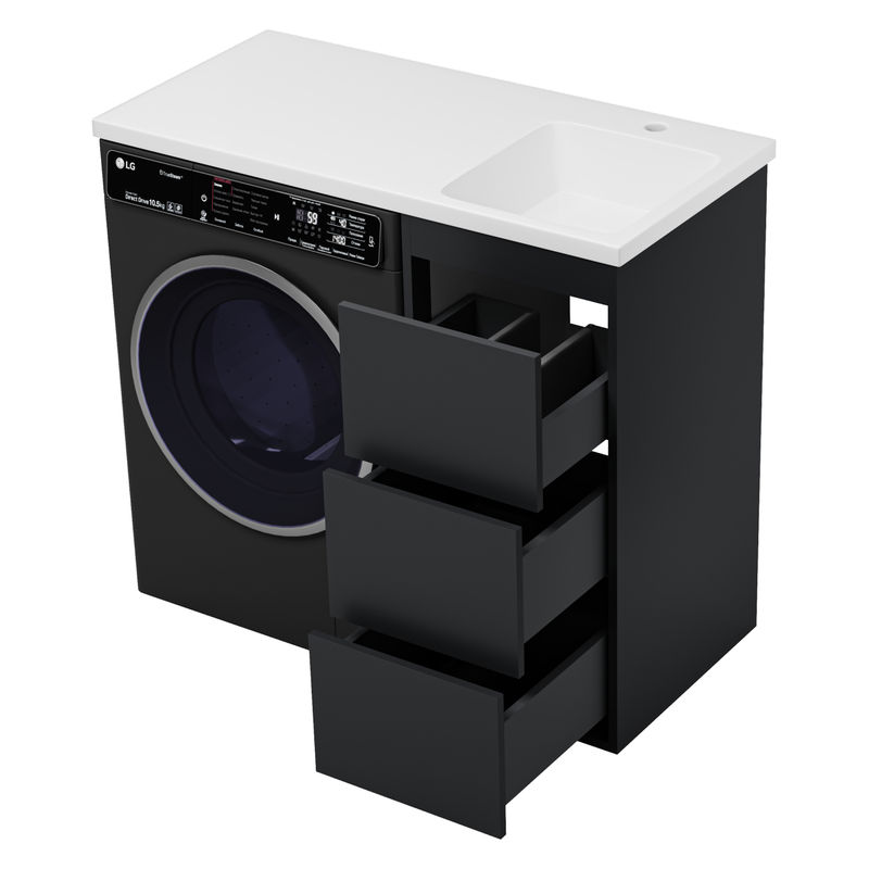 Тумба под раковину Brevita Grafit 40 напольная 3 ящ. под стиральную машину / GRA-01040-013Я графит