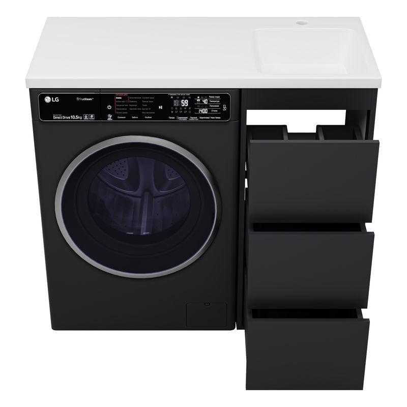 Тумба под раковину Brevita Grafit 40 напольная 3 ящ. под стиральную машину / GRA-01040-013Я графит