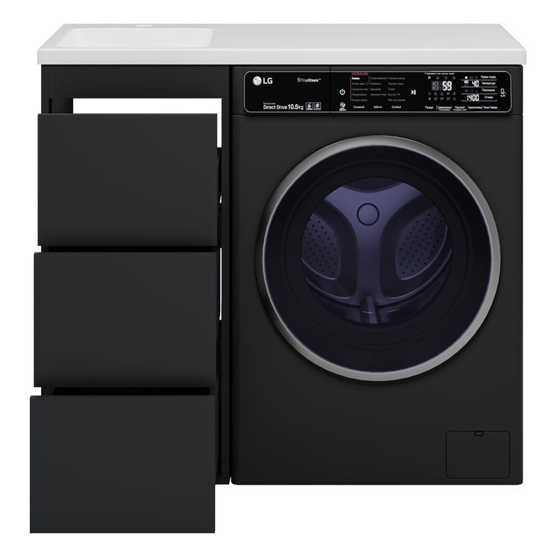 Тумба под раковину Brevita Grafit 40 напольная 3 ящ. под стиральную машину / GRA-01040-013Я графит