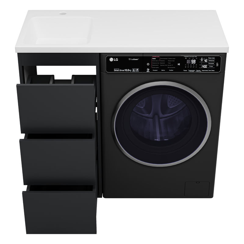 Тумба под раковину Brevita Grafit 40 напольная 3 ящ. под стиральную машину / GRA-01040-013Я графит