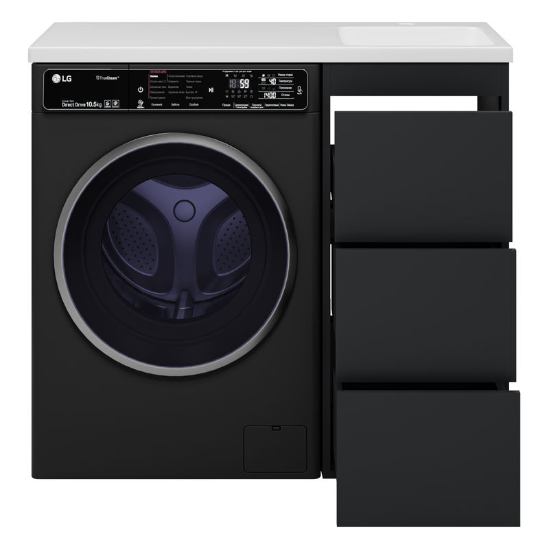 Тумба под раковину Brevita Grafit 40 напольная 3 ящ. под стиральную машину / GRA-01040-013Я графит