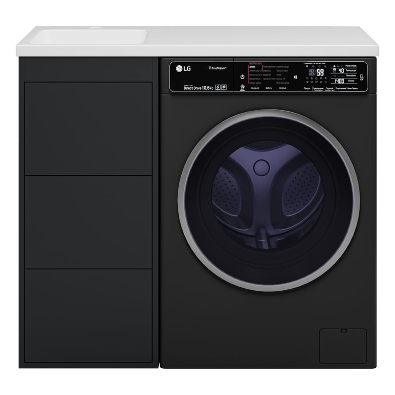 Тумба под раковину Brevita Grafit 40 напольная 3 ящ. под стиральную машину / GRA-01040-013Я графит