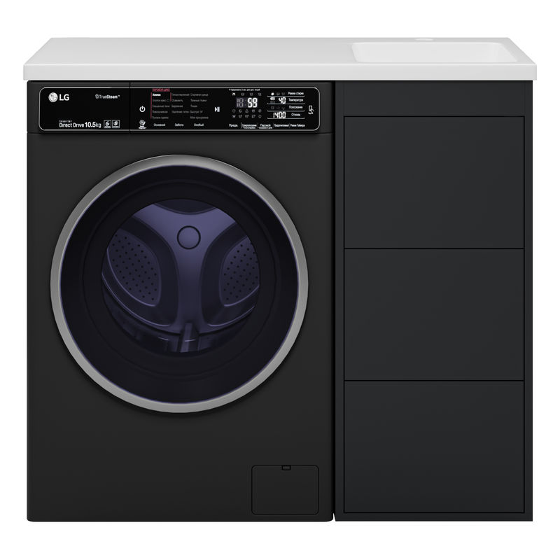 Тумба под раковину Brevita Grafit 40 напольная 3 ящ. под стиральную машину / GRA-01040-013Я графит