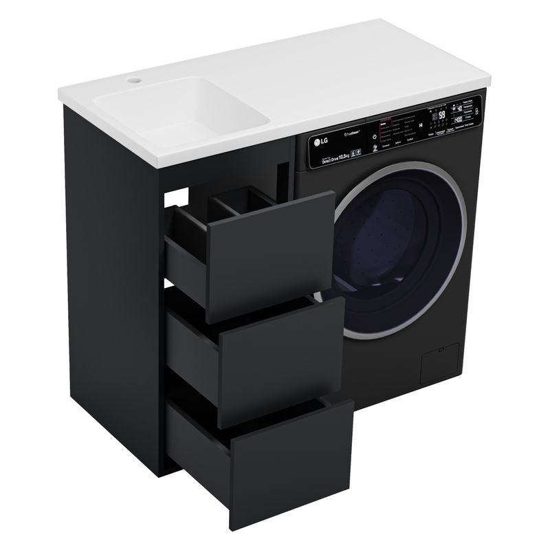 Тумба под раковину Brevita Grafit 40 напольная 3 ящ. под стиральную машину / GRA-01040-013Я графит