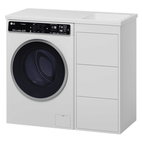 Тумба под раковину Brevita Grafit 40 напольная 3 ящ. под стиральную машину / GRA-01040-023Я белая