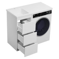 Тумба под раковину Brevita Grafit 40 напольная 3 ящ. под стиральную машину / GRA-01040-023Я белая — 7