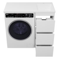 Тумба под раковину Brevita Grafit 40 напольная 3 ящ. под стиральную машину / GRA-01040-023Я белая — 4