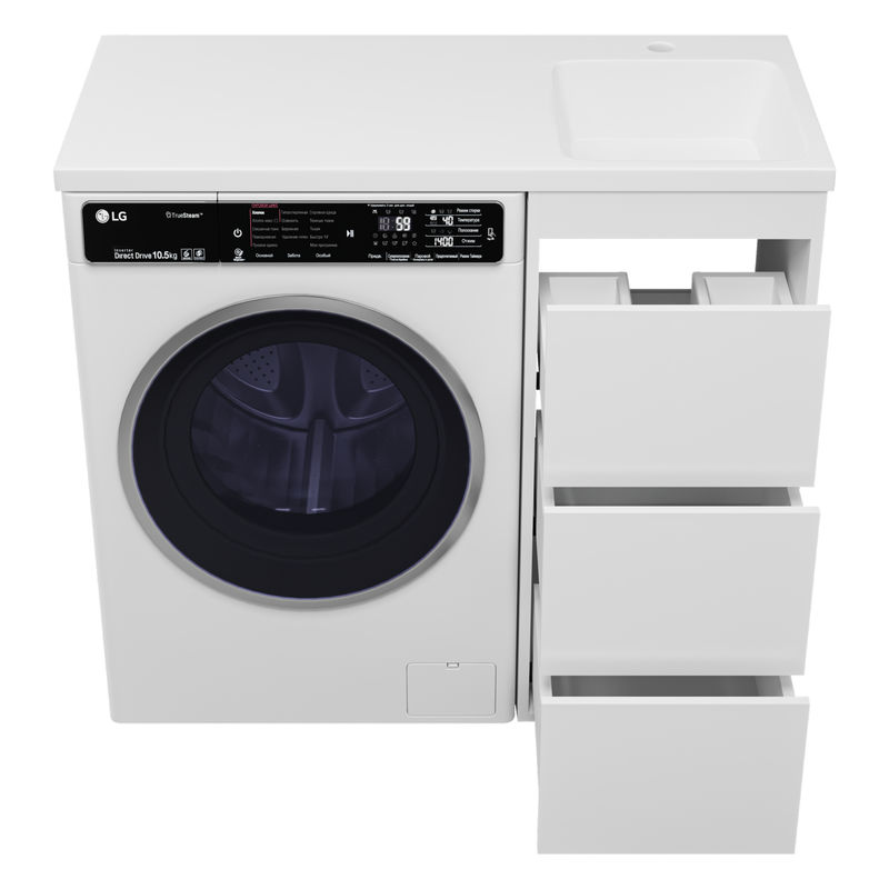 Тумба под раковину Brevita Grafit 40 напольная 3 ящ. под стиральную машину / GRA-01040-023Я белая