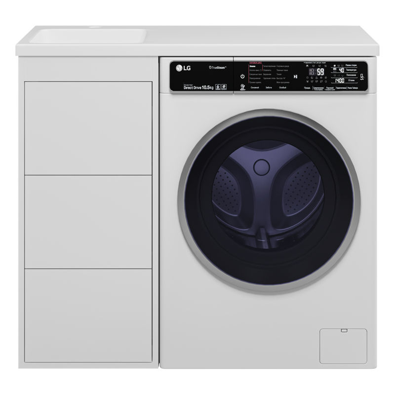 Тумба под раковину Brevita Grafit 40 напольная 3 ящ. под стиральную машину / GRA-01040-023Я белая