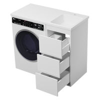 Тумба под раковину Brevita Grafit 40 напольная 3 ящ. под стиральную машину / GRA-01040-023Я белая — 10