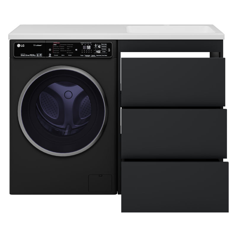 Тумба под раковину Brevita Grafit 60 напольная 3 ящ. под стиральную машину / GRA-01060-013Я графит