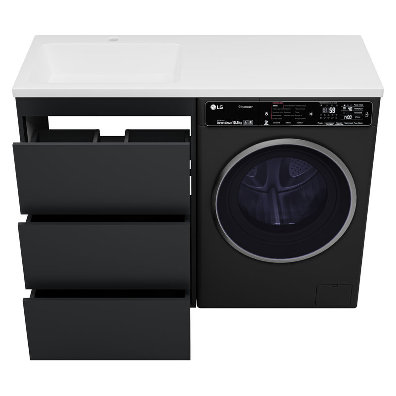 Тумба под раковину Brevita Grafit 60 напольная 3 ящ. под стиральную машину / GRA-01060-013Я графит