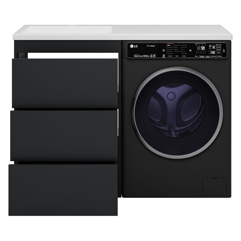 Тумба под раковину Brevita Grafit 60 напольная 3 ящ. под стиральную машину / GRA-01060-013Я графит