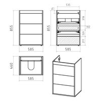 Тумба под раковину Brevita Grafit 60 напольная 3 ящ. под стиральную машину / GRA-01060-013Я графит — 12
