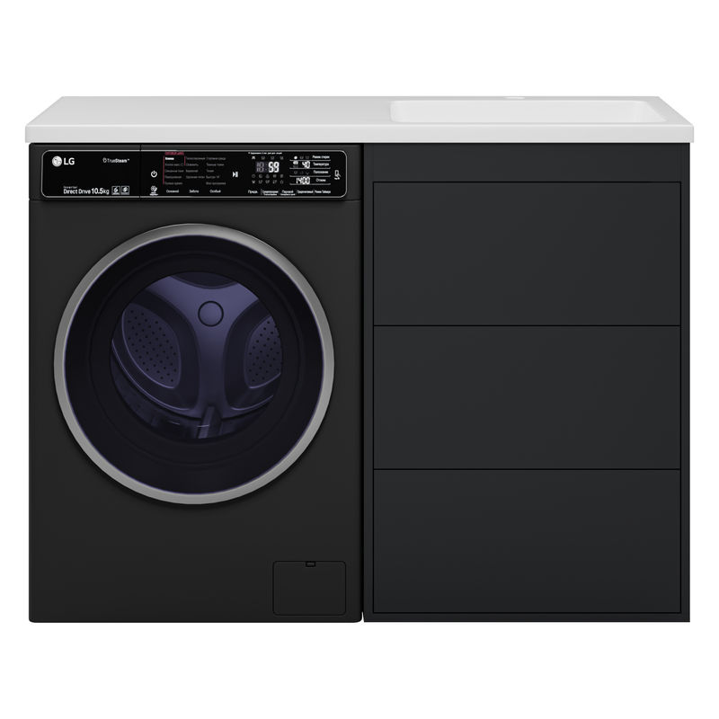 Тумба под раковину Brevita Grafit 60 напольная 3 ящ. под стиральную машину / GRA-01060-013Я графит