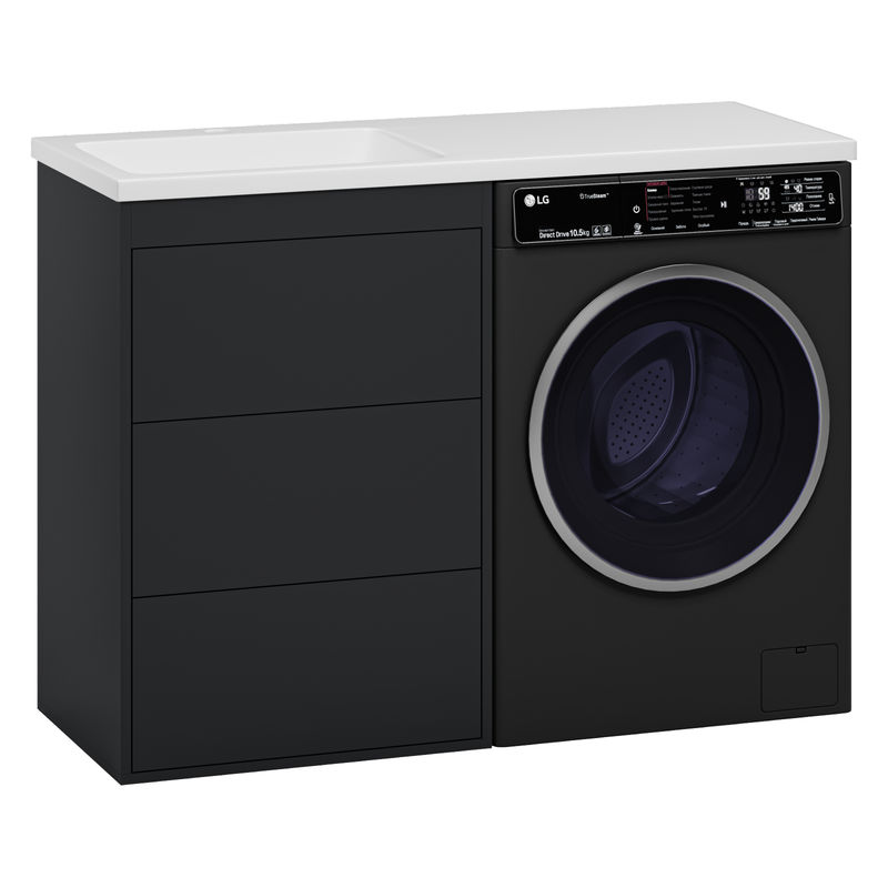 Тумба под раковину Brevita Grafit 60 напольная 3 ящ. под стиральную машину / GRA-01060-013Я графит