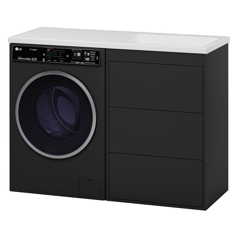 Тумба под раковину Brevita Grafit 60 напольная 3 ящ. под стиральную машину / GRA-01060-013Я графит