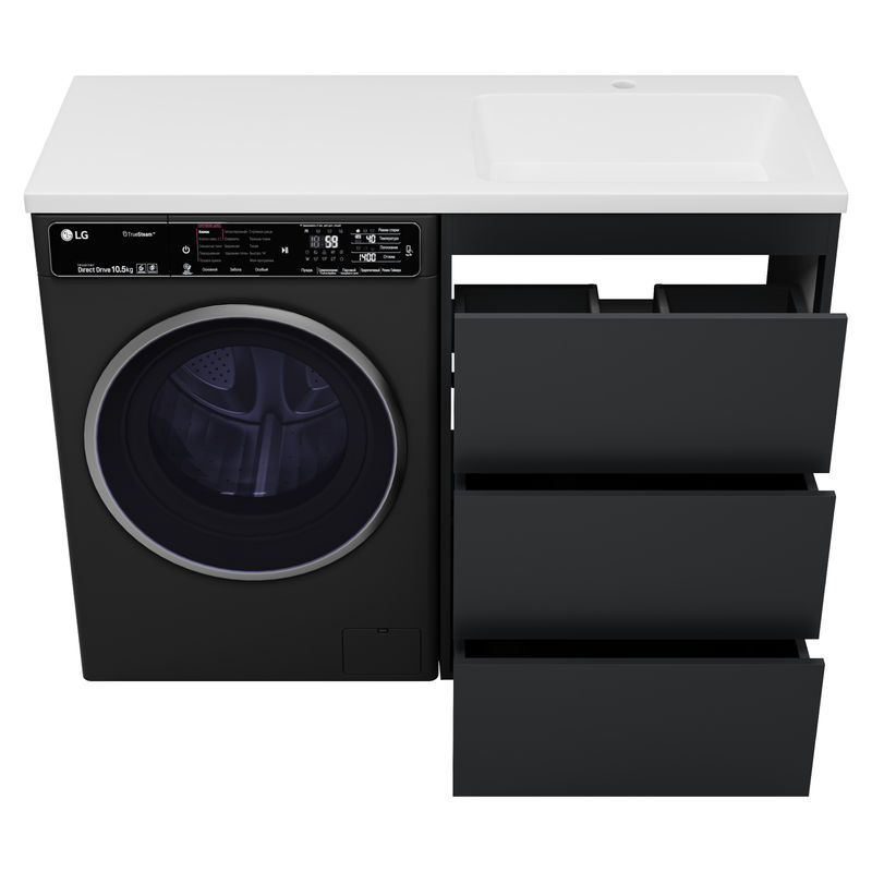 Тумба под раковину Brevita Grafit 60 напольная 3 ящ. под стиральную машину / GRA-01060-013Я графит