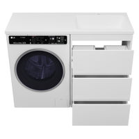 Тумба под раковину Brevita Grafit 60 напольная 3 ящ. под стиральную машину / GRA-01060-023Я белая — 8