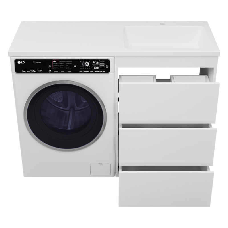 Тумба под раковину Brevita Grafit 60 напольная 3 ящ. под стиральную машину / GRA-01060-023Я белая